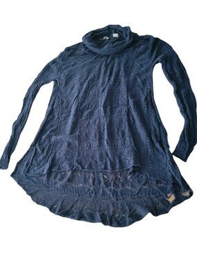 BKE from The Buckle Cowl Neck Open Weave/Crochet Long Sleeve Boho Sweater